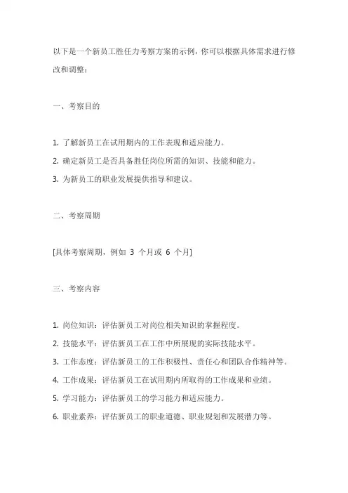新员工胜任力考察方案