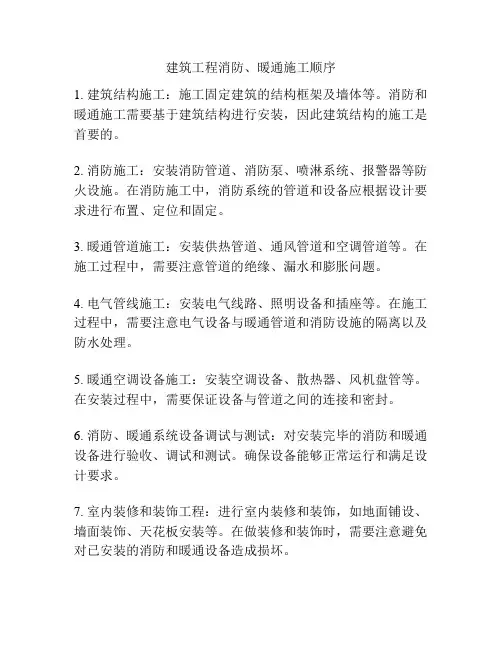 建筑工程消防、暖通施工顺序