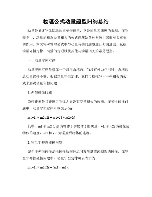 物理公式动量题型归纳总结