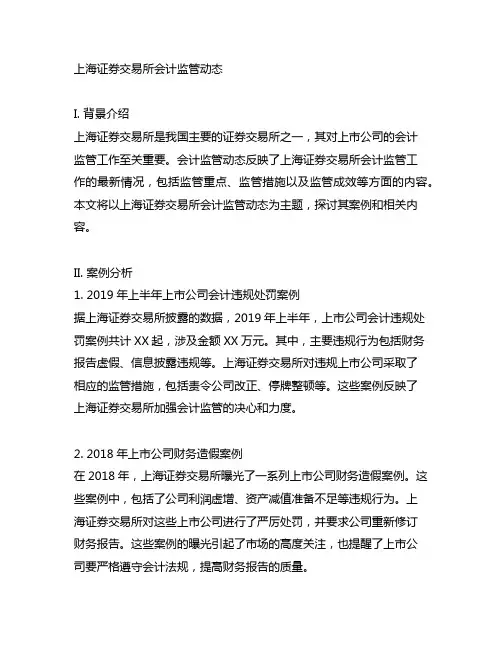 上海证券交易所会计监管动态 案例