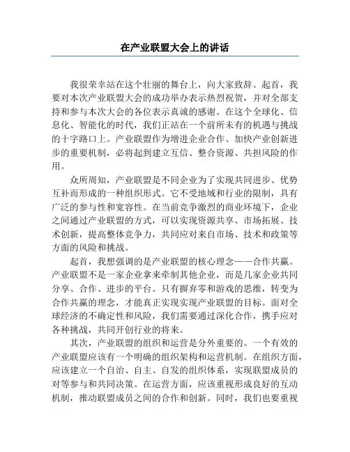 在产业联盟大会上的讲话