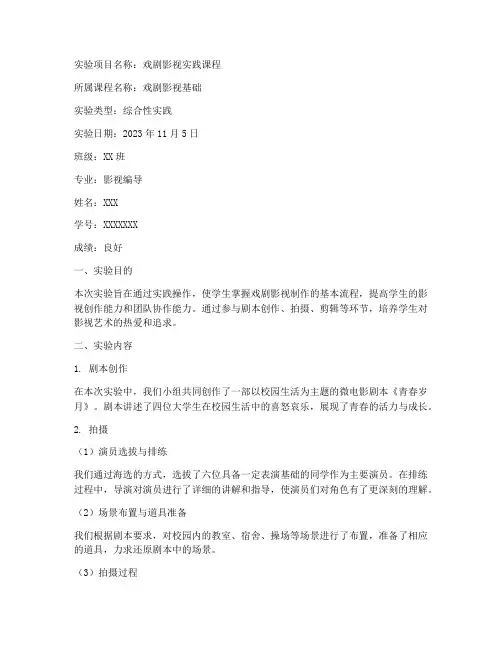 戏剧影视实验报告