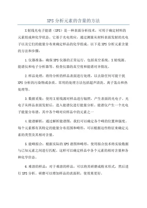 XPS分析元素的含量的方法
