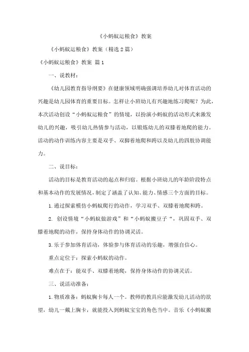 《小蚂蚁运粮食》教案