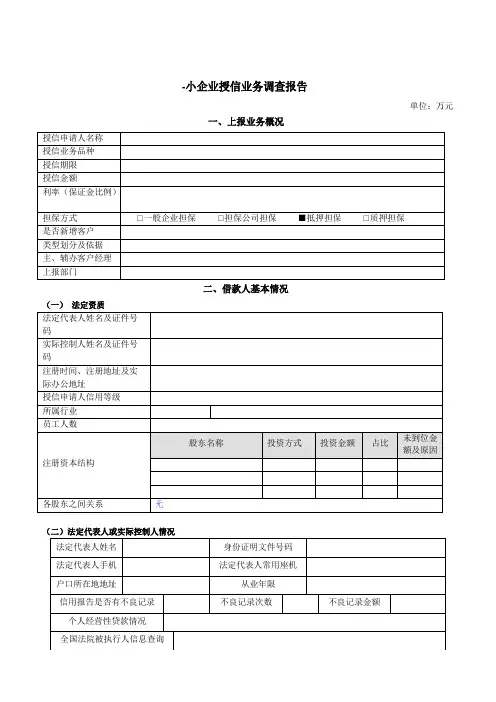 银行尽职调查报告