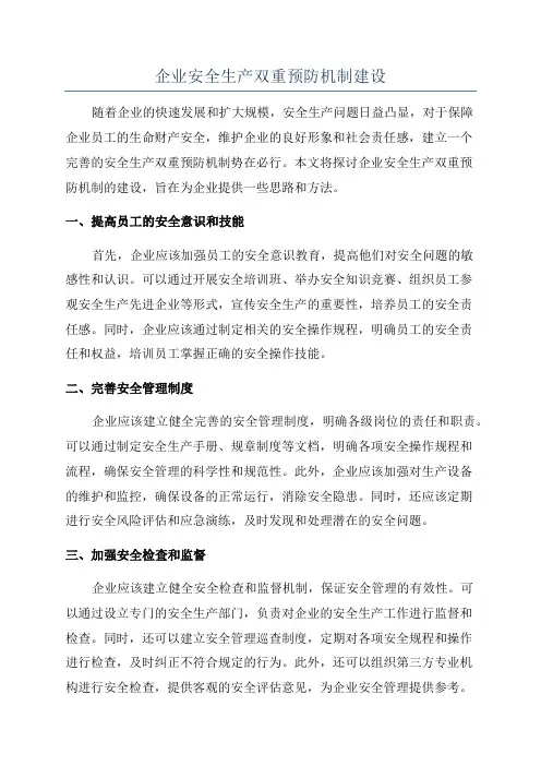 企业安全生产双重预防机制建设
