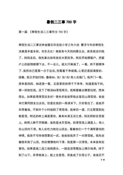 暑假二三事700字