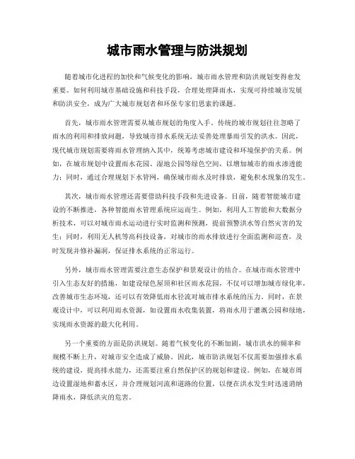 城市雨水管理与防洪规划