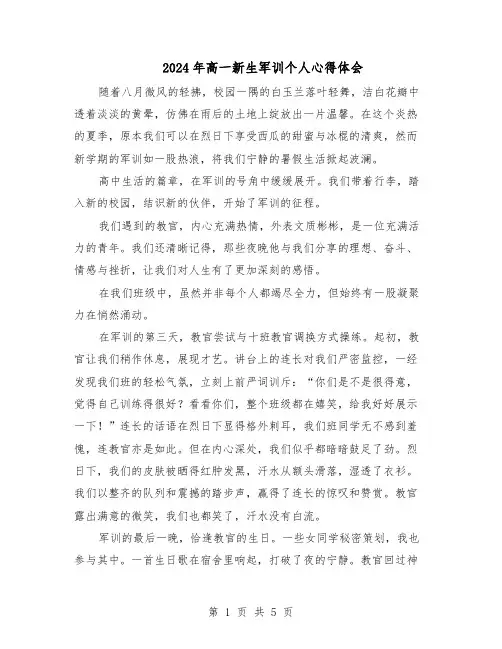 2024年高一新生军训个人心得体会（4篇）