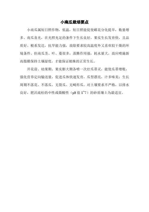 小南瓜栽培要点