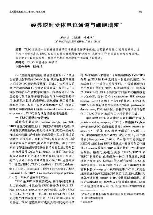 经典瞬时受体电位通道与细胞增殖
