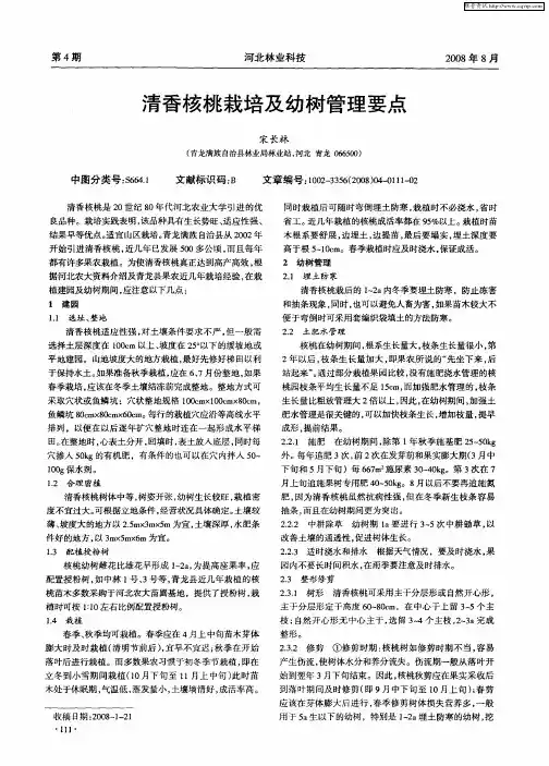 清香核桃栽培及幼树管理要点