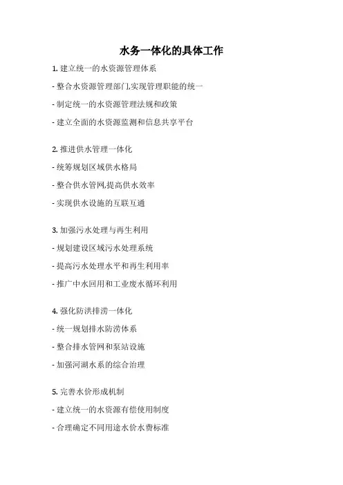 水务一体化的具体工作