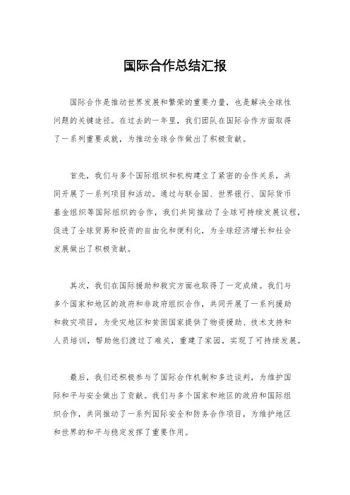 国际合作总结汇报