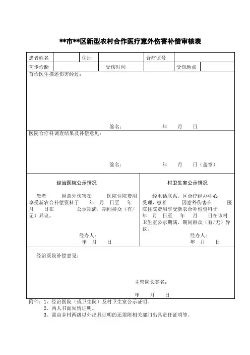 外伤调查表