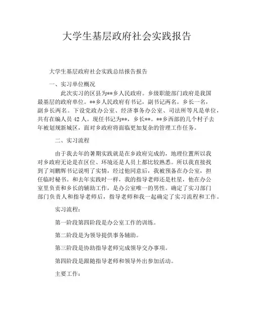 大学生基层政府社会实践报告