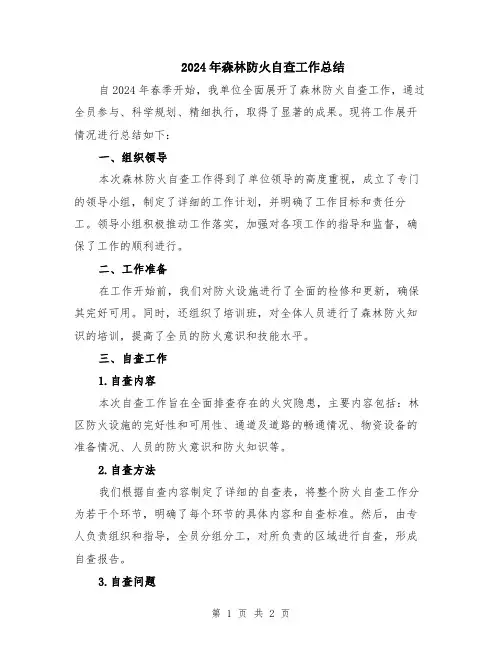 2024年森林防火自查工作总结
