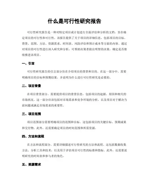 什么是可行性研究报告