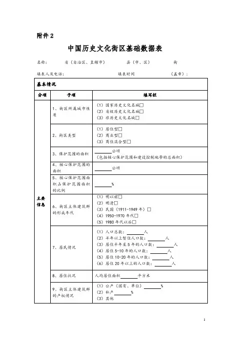 中国历史文化街区基础数据表