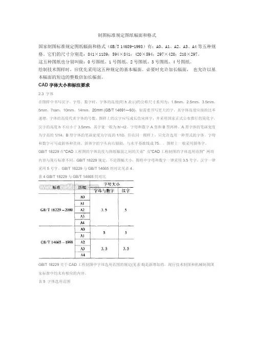 A0,A1,A2,A3,A4,制图标准规定图纸幅面和格式