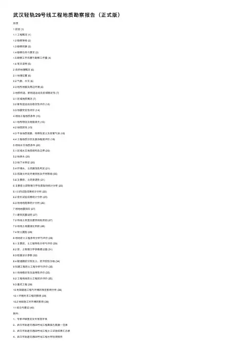 武汉轻轨29号线工程地质勘察报告（正式版）