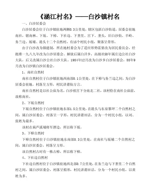 白沙镇各村概况