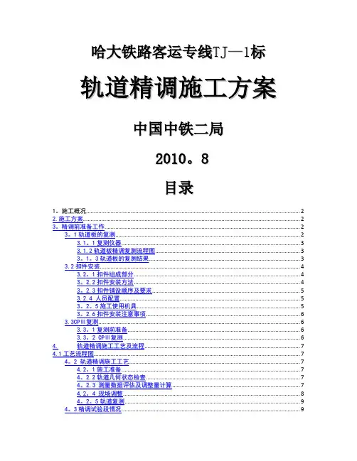 哈大铁路客运专线TJ轨道精调施工方案