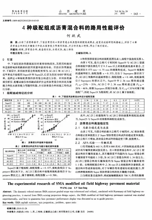 4种级配组成沥青混合料的路用性能评价