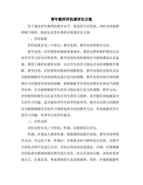青年教师评优课评比方案