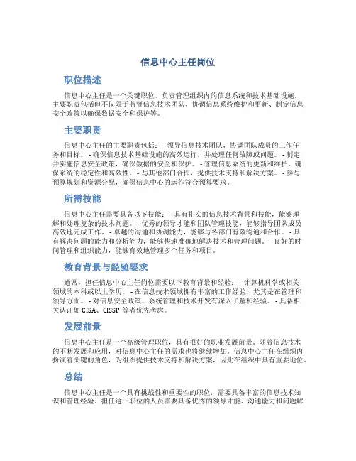 信息中心主任岗位