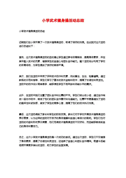 小学武术健身操活动总结