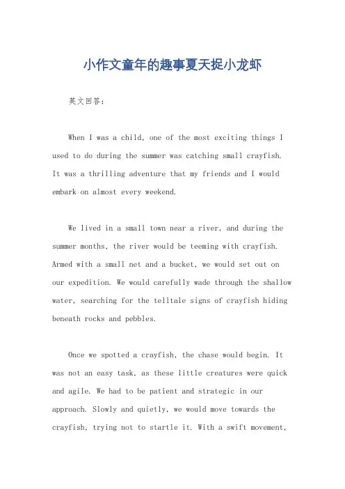 小作文童年的趣事夏天捉小龙虾