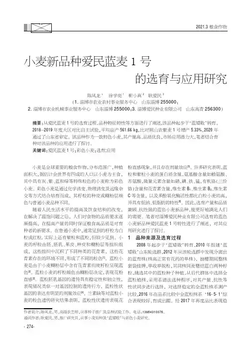 小麦新品种爱民蓝麦1号的选育与应用研究