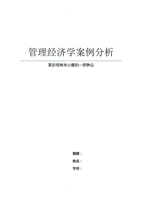 管理经济学案例分析