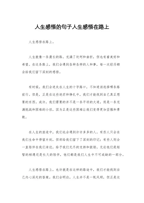 人生感悟的句子人生感悟在路上