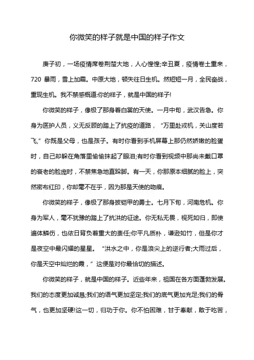 你微笑的样子就是中国的样子作文