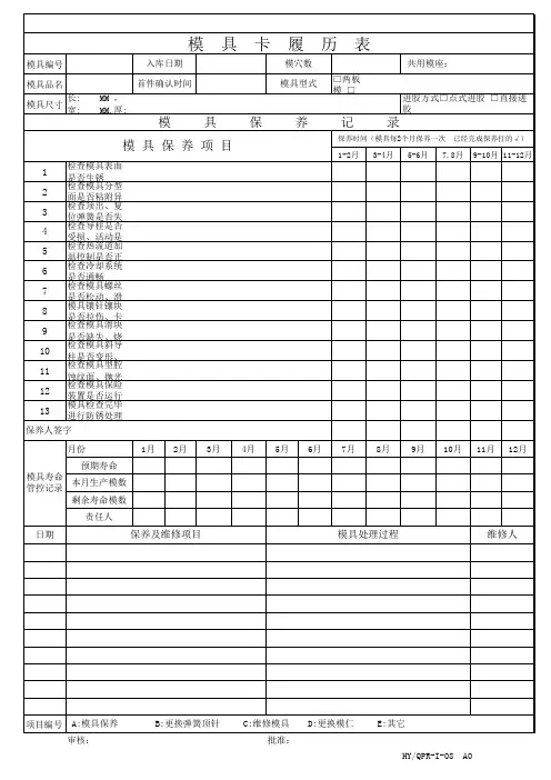 模具履历卡 