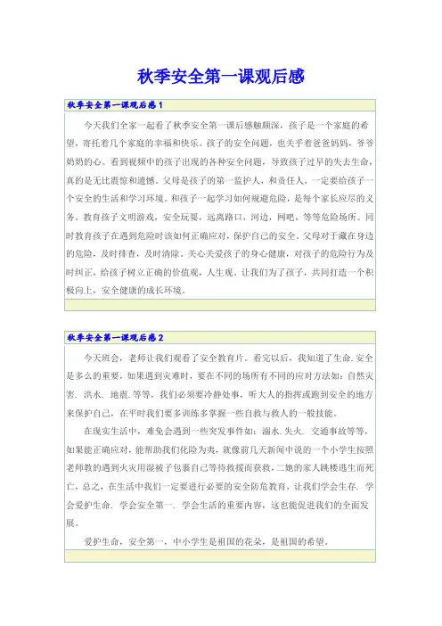 秋季安全第一课观后感