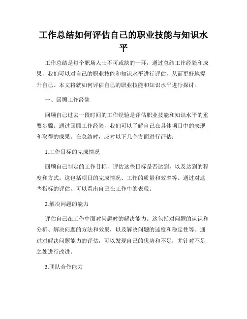 工作总结如何评估自己的职业技能与知识水平