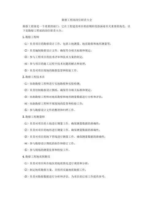 勘察工程部岗位职责大全