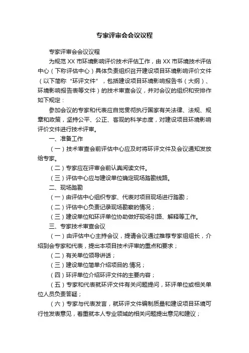 专家评审会会议议程