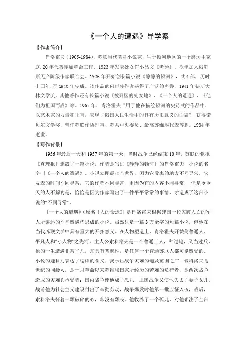 导学案：一个人的遭遇