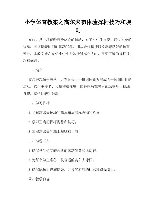 小学体育教案之高尔夫初体验挥杆技巧和规则