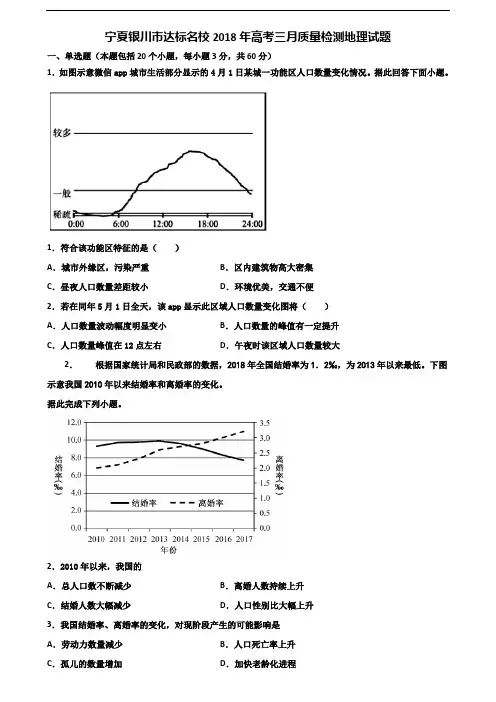 宁夏银川市达标名校2018年高考三月质量检测地理试题含解析