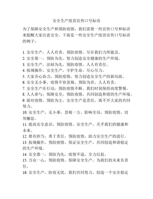 安全生产疫苗宣传口号标语