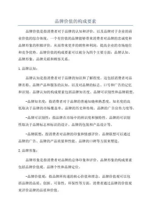 品牌价值的构成要素