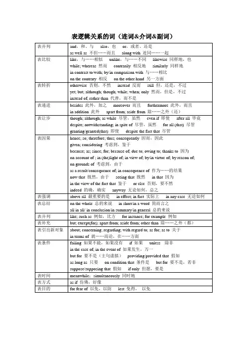 表逻辑关系的词