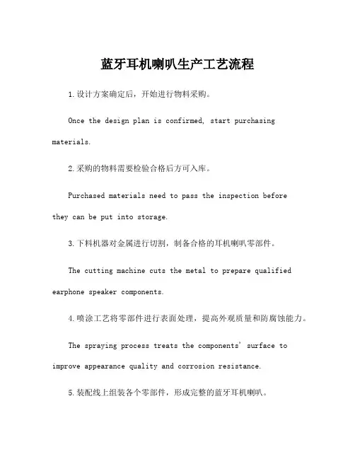 蓝牙耳机喇叭生产工艺流程