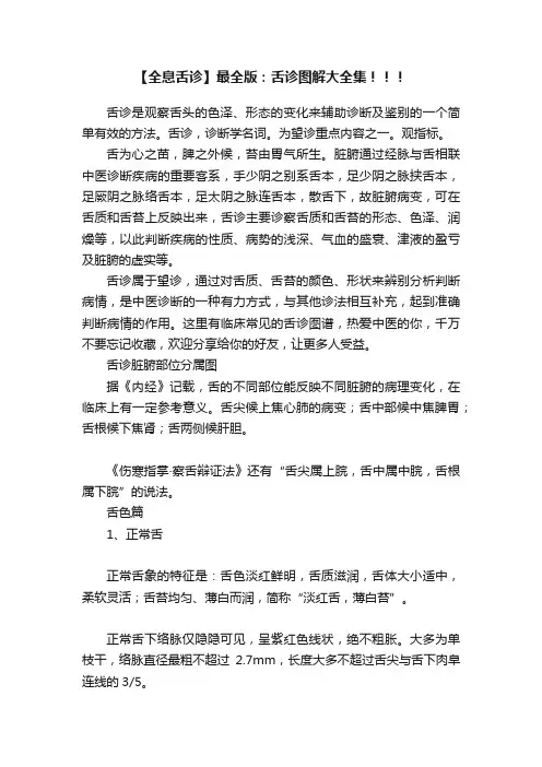 【全息舌诊】最全版：舌诊图解大全集！！！