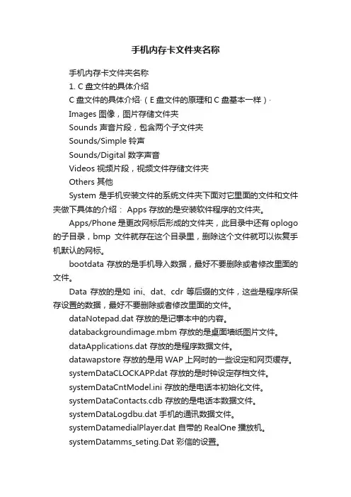 手机内存卡文件夹名称